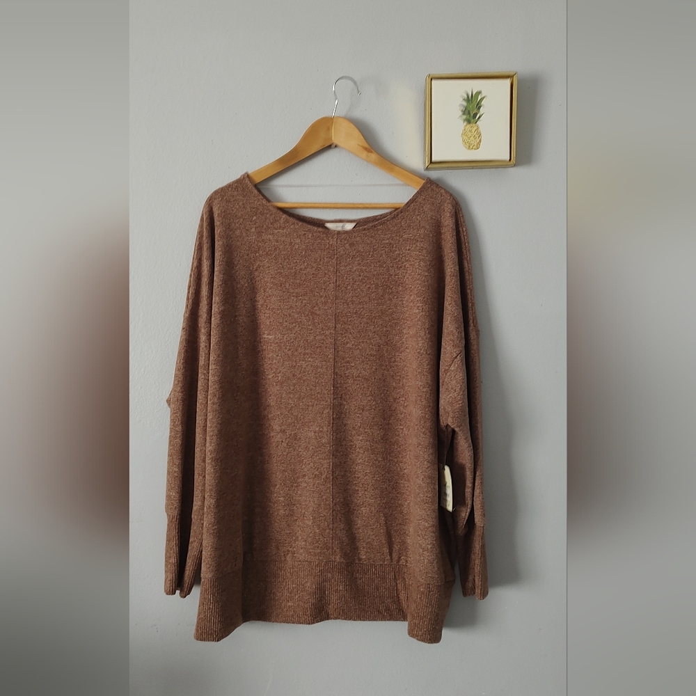 Terra sky Top Blouse Sweater  Size 3X  Color Maple Long Sleeves Soft Comfortable